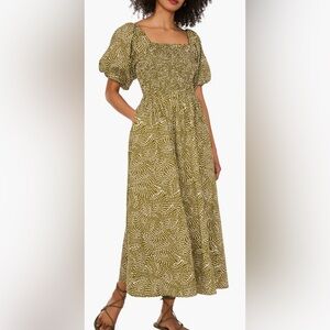 NWT 1.STATE Print Puff Sleeve Maxi Dress